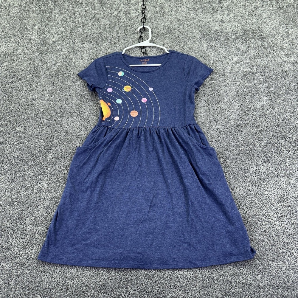 Cat & Jack Dress Girls XL 14/16 Blue Solar System Graphic T Shirt Dress Casual